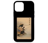 Carcasa para iPhone 12 Mini Lindo Gato Negro Pesca japonés Edo Woodblock Art