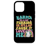 Carcasa para iPhone 12 Mini Lindo Karma Es Un Gato Furring En Mi Regazo Porque Me Ama