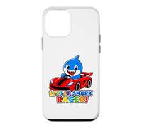 Carcasa para iPhone 12 Mini Little Shark Racer Kids Cute Shark Race Car Diseño para niños