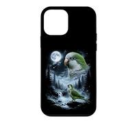 Carcasa para iPhone 12 Mini Loro cuáquero Aullando a la Luna 90's Retro Monk Parakeet