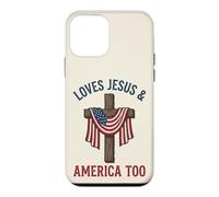 Carcasa para iPhone 12 Mini Love Jesus and America Too Patriotic Faith