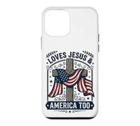 Carcasa para iPhone 12 Mini Love Jesus and America Too Patriotic Faith Vintage