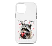 Carcasa para iPhone 12 Mini Love You More Raccoon Holding a Heart Womens Cute Valentine