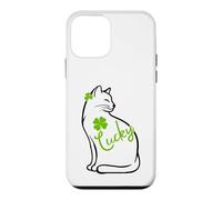 Carcasa para iPhone 12 Mini Lucky Cute Cat Green Clover Shamrock Irlanda Bandera Irlandesa