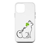 Carcasa para iPhone 12 Mini Lucky Cute Cat Green Clover Shamrock Irlanda Irish Pride