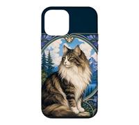 Carcasa para iPhone 12 Mini Majestic Gato de Pelo Largo Art Nouveau Mountain