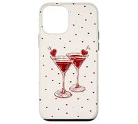Carcasa para iPhone 12 Mini Martini Glass Pink Olive Bartender and Hearts Cóctel Beige