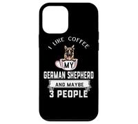Carcasa para iPhone 12 Mini Me Gusta el café mi Perro Pastor alemán y Tal Vez 3 Personas