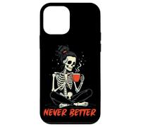 Carcasa para iPhone 12 Mini Messy Bun Drinking Coffee for Women Never Better Skeleton