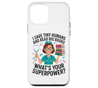 Carcasa para iPhone 12 Mini Nicu Nurse Saves Tiny Humans Lee Big Books Book Lover