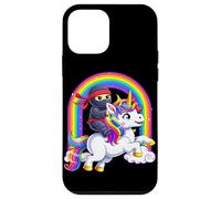 Carcasa para iPhone 12 Mini Ninja Riding Unicorn Lover Rainbow Fantasy Kawaii Divertido