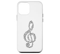 Carcasa para iPhone 12 Mini Patrón de músico de Mosaico de Notas para Amantes de la música de Clave de Sol