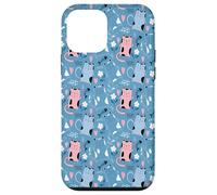 Carcasa para iPhone 12 Mini Patrón Divertido Kawaii Doodle Cat Fish Bone Denim Azul