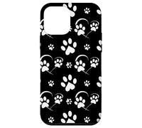 Carcasa para iPhone 12 Mini Paw Print Dog Paw Cute Dog Love Heart White Black