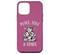 Carcasa para iPhone 12 Mini Peace Love & Cows Divertido Yoga meditando con Vacas