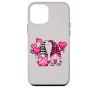 Carcasa para iPhone 12 Mini Pink Buffalo Plaid and Heart Balloons Valentine's GNOME