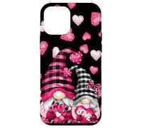 Carcasa para iPhone 12 Mini Pink Buffalo Plaid Valentines GNOME Cute Love Heart