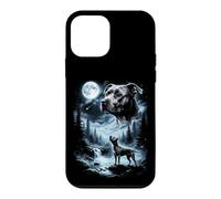 Carcasa para iPhone 12 Mini Pittie Dog Retro de Pitbull Aullando a la Luna de los 90