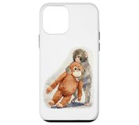 Carcasa para iPhone 12 Mini Punch - Lindo bebé Mono y orangután Peluche Juguete Acuarela