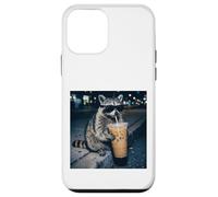 Carcasa para iPhone 12 Mini Raccoon Drinking Iced Coffee Funny Animal Meme