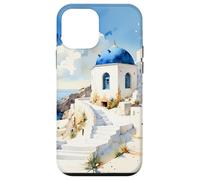 Carcasa para iPhone 12 Mini Recuerdos de la Isla Griega Impresionante Arte de Acuarela de Santorini
