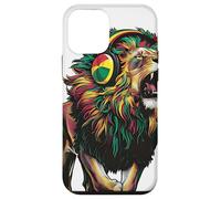 Carcasa para iPhone 12 mini Reggae Lion Orgullo jamaicano con rasta y auriculares