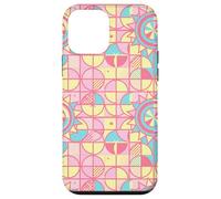 Carcasa para iPhone 12 Mini Retro Pink and Yellow Geometric Floral Pattern Girly Pastel