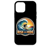 Carcasa para iPhone 12 Mini Rise and Ride Surfer Mañana Surfing Tabla de Surf Cita Vintage