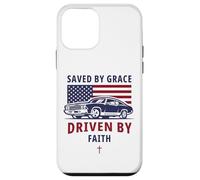 Carcasa para iPhone 12 Mini Saved by Grace, Driven by Faith - Men's Christian Muscle Car