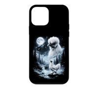 Carcasa para iPhone 12 Mini Silkie Chicken Aullando en Moon 90's Retro
