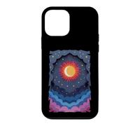 Carcasa para iPhone 12 Mini Sol Luna Estrellas Noche Nubes Suave Celestial Cosmos Cielo