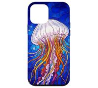 Carcasa para iPhone 12 Mini Stained Glass Jellyfish Mosaic Art Ocean Creature