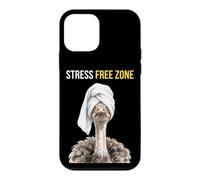 Carcasa para iPhone 12 Mini Stress Free Zone Avestruz SPA Head Wrap Funny Wildlife Juego de Palabras