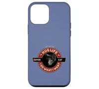 Carcasa para iPhone 12 Mini Super Gato Negro Gato Indio Motocicleta Retro Cool