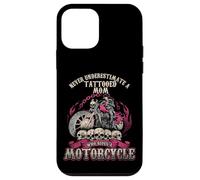 Carcasa para iPhone 12 Mini Tatuaje Mamá Biker Chick Nunca Subestimar Motocicleta Mamá