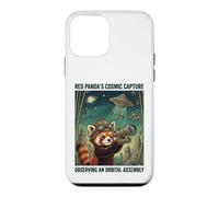 Carcasa para iPhone 12 Mini Telescopio cósmico de astrónomo Panda Rojo Divertido Amante del Espacio