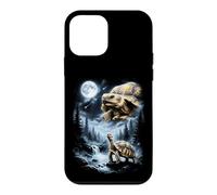 Carcasa para iPhone 12 Mini Tortuga Sulcata Aullando a la Luna 90's Retro