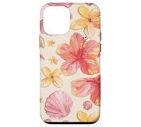 Carcasa para iPhone 12 Mini Tropical Hibiscus Seashells Summer Floral Pattern