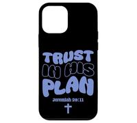 Carcasa para iPhone 12 Mini Trust In His Plan Jeremiah Biblia Verso Retro Groovy Word Art