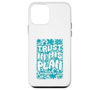 Carcasa para iPhone 12 Mini Trust In His Plan Jeremiah versículo bíblico Retro Groovy Floral