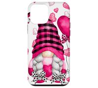 Carcasa para iPhone 12 Mini Valentines GNOME Graphic Cute Pink Buffalo Plaid Love Hearts