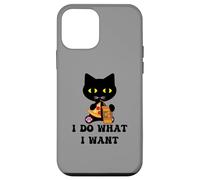 Carcasa para iPhone 12 Mini Vintage Black Cat Pizza Café I Do What I Want Funny My Cat