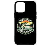Carcasa para iPhone 12 Mini Vintage Pesca Bass Lake Retro al Aire Libre Insignia gráfico