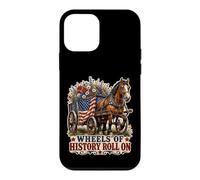 Carcasa para iPhone 12 Mini Wheels of History - Carro con Bandera Estadounidense