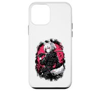 Carcasa para iPhone 12 Mini Wolf Anime Girl Samurai Katana Rosa Negro Diseño Estético