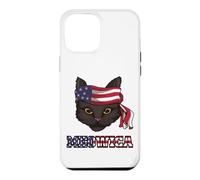Carcasa para iPhone 12 Pro MAX 4 de Julio Funny Cat Lover Bandera Americana Patriot Pun Kitty