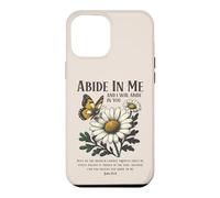 Carcasa para iPhone 12 Pro MAX Abide In Me Juan 15:4 Biblia Cristiana Escritura Flores