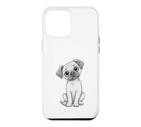 Carcasa para iPhone 12 Pro MAX Adorable Perro Carlino Cachorro Bosquejo Lindo Perro Animal ilustración