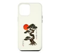 Carcasa para iPhone 12 Pro MAX Antiguo Bonsái Árbol Rojo Sol WABI Sabi Zen Arte Japonés