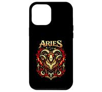 Carcasa para iPhone 12 Pro MAX Aries Signo del Zodíaco Ram Fantasía Oscuro Astrología Diseño Fuego